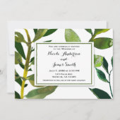 Grüne botanische Pflanze Glam Blätter Hochzeit Einladung (Vorderseite)