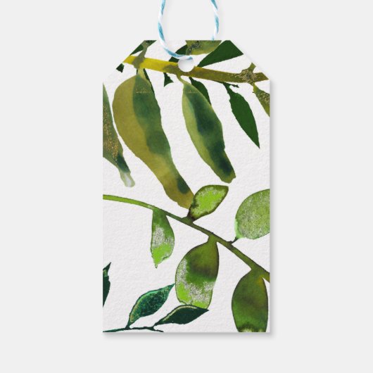 Grüne botanische Pflanze Glam Blätter Hochzeit Geschenkanhänger (Rückseite)