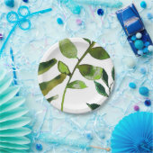 Grüne botanische Pflanze Glam Blätter Hochzeit Pappteller (Party)