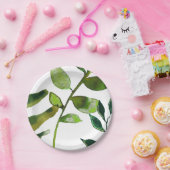 Grüne botanische Pflanze Glam Blätter Hochzeit Pappteller (Party)