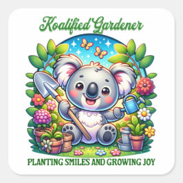 Grüne botanische Pflanze Koalified Gardener Quadratischer Aufkleber