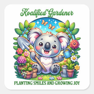 Grüne botanische Pflanze Koalified Gardener Quadratischer Aufkleber