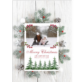 Grüne Botanische Pinienbäume Schnee Weihnachtsfest Feiertagskarte