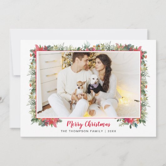 Grüne Botanische Schrift Foto Weihnachten (Vorderseite)