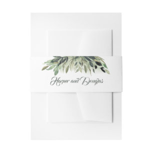 Grüne Botanische Vintage Hochzeit Einladungsbanderole