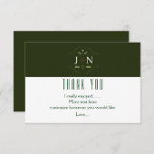 Grüne Botanische Wald Minimal Hochzeit Vielen Dank Dankeskarte (Vorne/Hinten)