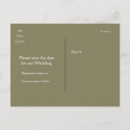 Grüne Botanische Waldhochzeit rettet das Datum Ankündigungspostkarte (Rückseite)