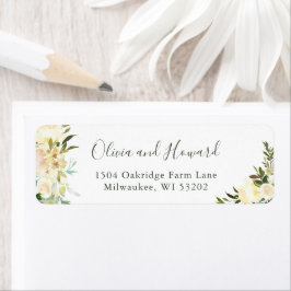 Grüne Botanische Wasserfarbe Elfenbeinweiße Blüte