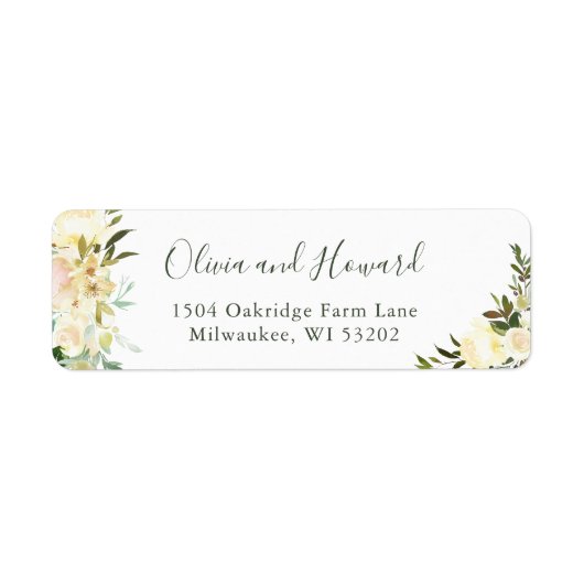 Grüne Botanische Wasserfarbe Elfenbeinweiße Blüte (Vorne)