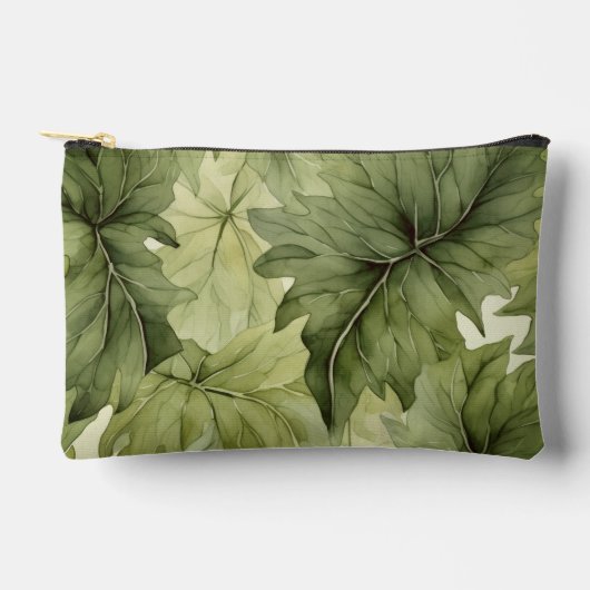 Grüne botanische Wasserfarbenblätter  Zubehörtasche (Vorderseite)