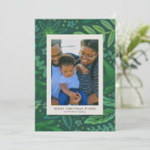 Grüne botanische Weihnachtsfotokarte (Stehend Vorderseite)