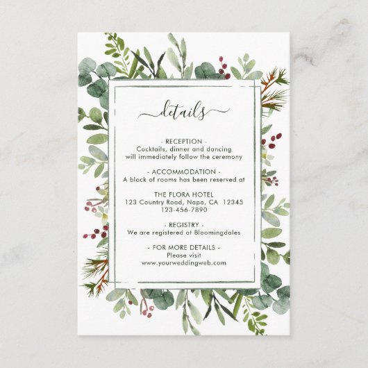 Grüne Botanische Weihnachtszeit Details Begleitkarte (Vorderseite)