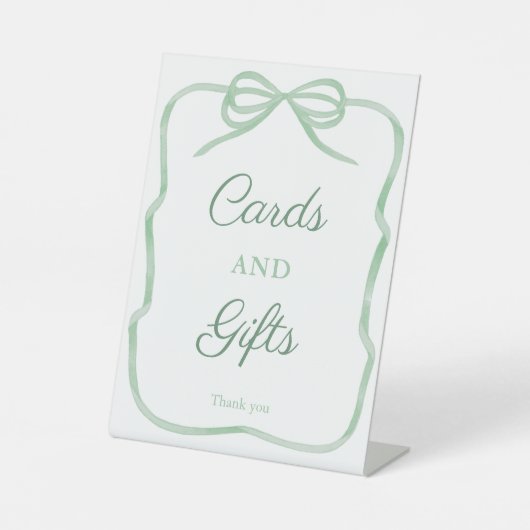 Grüne Bow Cards und Geschenke Brautparty 8x10 Sockelschild (Vorderseite)
