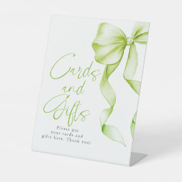 Grüne Bow Cards und Geschenke Brautparty Sockelschild