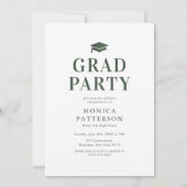 Grüne Bow-Foto-Graduierungspartei Einladung (Rückseite)