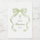 Grüne Bow-Taufe Weinetikett (Einzelnes Label)