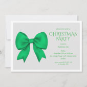 Grüne Bow Weihnachtsfeier Einladung (Vorderseite)