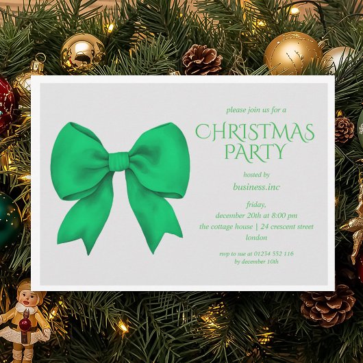 Grüne Bow Weihnachtsfeier Einladung