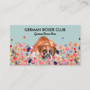 Grüne Boxer-Hundegehorsamsschule Aquarell-Welpe Visitenkarte