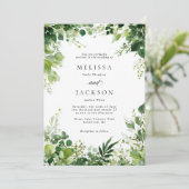Grüne Branchen-Hochzeit Einladung (Stehend Vorderseite)