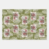 Grüne Branchen Merry Calligraphy Foto Weiß Geschenkpapier Set (Vorderseite)