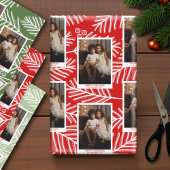 Grüne Branchen Merry Calligraphy Foto Weiß Geschenkpapier Set