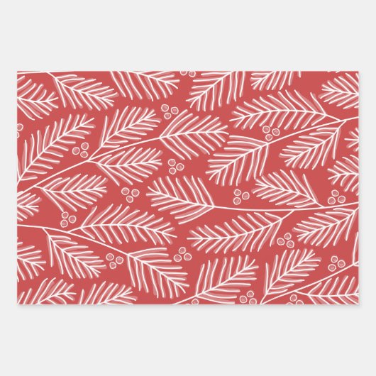 Grüne Branchen Merry Calligraphy Red kraft Geschenkpapier Set (Vorderseite 2)