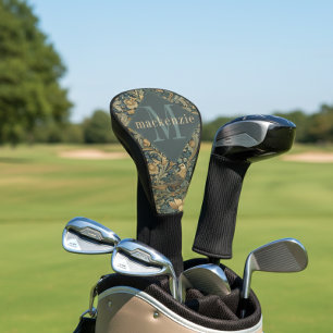 Grüne braune Blätter William Morris elegantes Mono Golf Headcover
