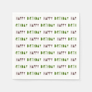 Grüne & Braune Happy Birthday Party  Serviette