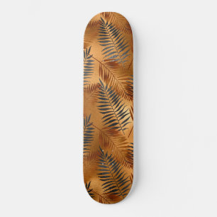 Grüne braune Palmbaumblatt Sommer Glam Tropisch Skateboard
