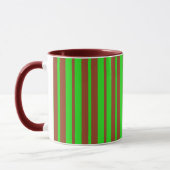 Grüne braune stilvolle Streifenmuster-Design Tasse (Links)