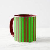 Grüne braune stilvolle Streifenmuster-Design Tasse (Vorderseite Links)