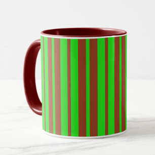 Grüne braune stilvolle Streifenmuster-Design Tasse