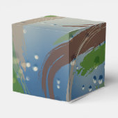 Grüne, braune und beige Pinselstriche Geschenkschachtel (Rückseite)