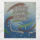 Grüne, braune und beige Pinselstriche Weinetikett (Einzelnes Label)