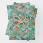 Grüne, braune und silberne Meerjungenskala Geschenkpapier Set (Beispiel)