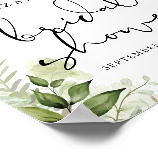 Grüne Brautparty Begrüßungszeichen Poster (Ecke)