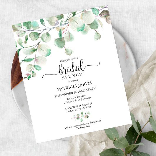 Grüne Bridal Brunch Einladung