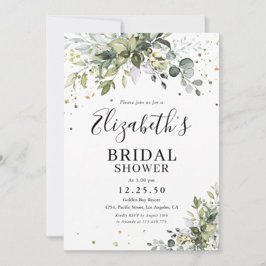 Grüne Bridal Dusche Einladung (Vorderseite)