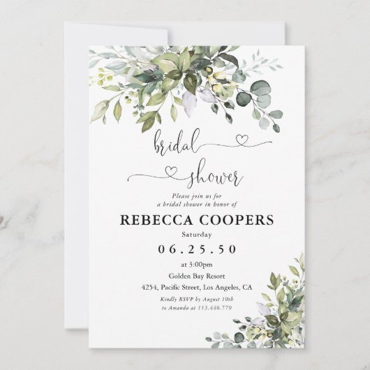 Grüne Bridal Dusche Einladung (Vorderseite)