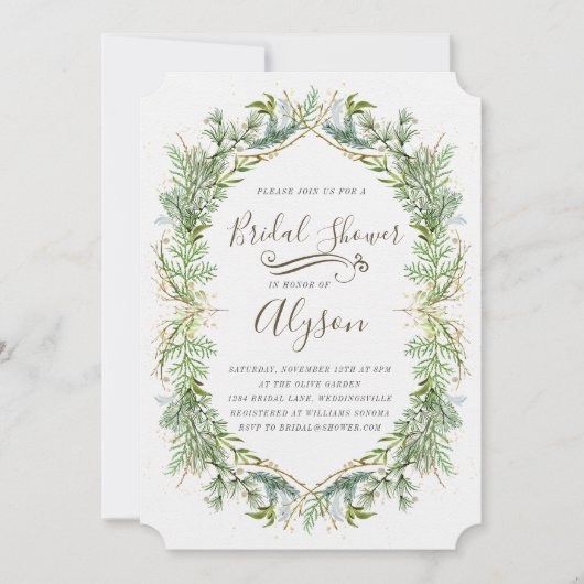 Grüne Bridal Dusche Einladung (Vorderseite)