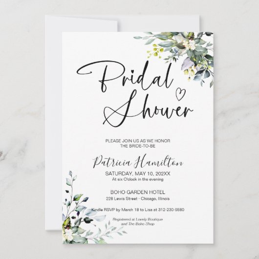 Grüne Bridal Dusche Einladung (Vorderseite)