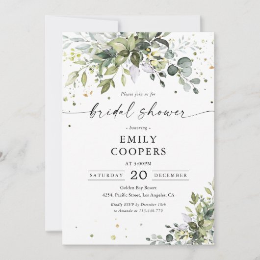 Grüne Bridal Dusche Einladung (Vorderseite)