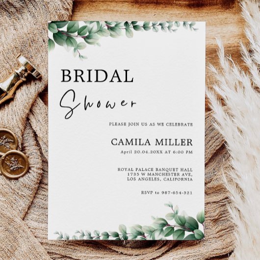 Grüne Bridal Dusche Einladung