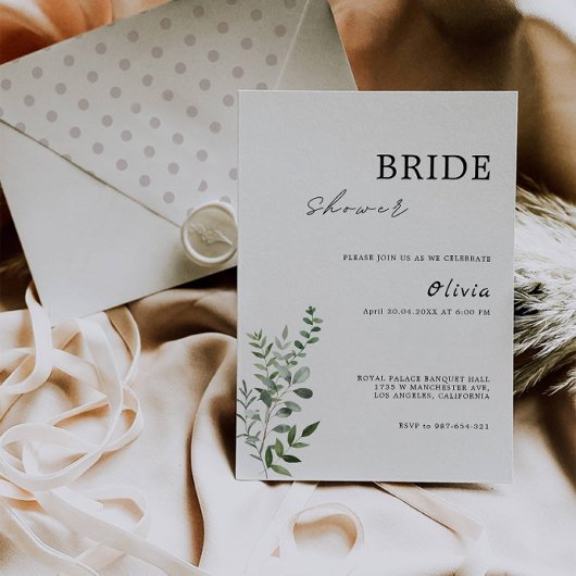 Grüne Bridal Dusche Einladung