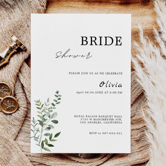 Grüne Bridal Dusche Einladung