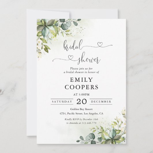 Grüne Bridal Dusche Einladung (Vorderseite)