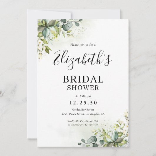 Grüne Bridal Dusche Einladung (Vorderseite)