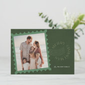 Grüne Briefmarke 2 Foto Weihnachten (Stehend Vorderseite)