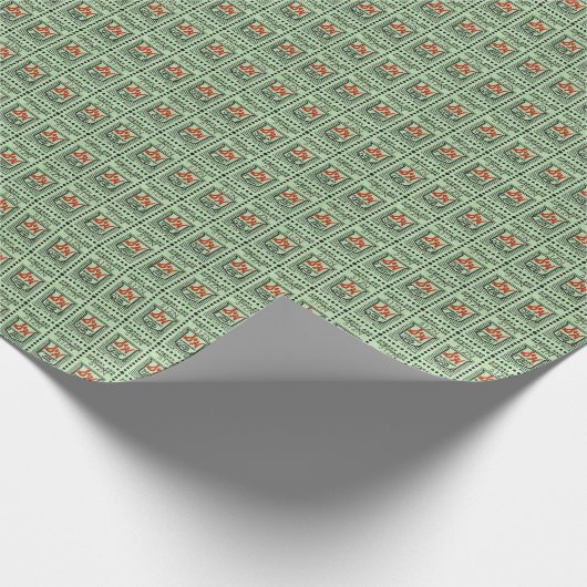 Grüne Briefmarke Geschenkpapier (Ecke)